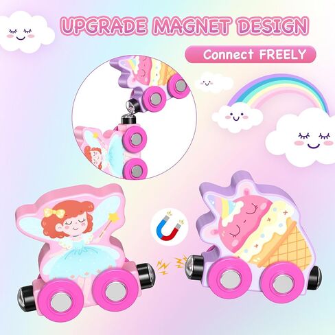 Zeoddler Toys for Toddlers, 11 Magnetic Wooden Unicorn Train Set, Montessori Toys for Toddlers, Preschool Learning Activities for Kids, Birthday Gifts for Girls in Kuwait