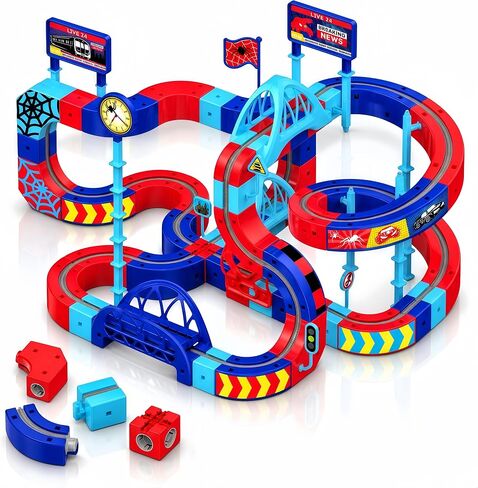 Spider Electric Train Set - 69Pcs 3D Spider Race Track Set, Spider Toys for Boys 3-4, Spider DIY Track Playset, STEM Learning Toys, Christmas Birthday Gifts for Boys Ages 3 4 5 6 7 8+ in Kuwait