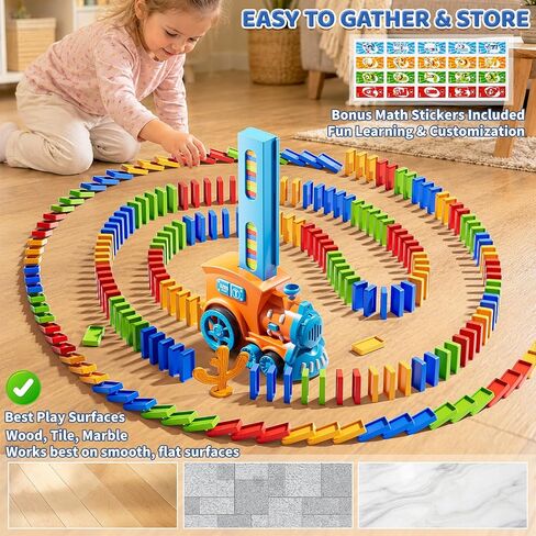 210Pcs Domino Train Toy for Kids 4-8, Automatic Montessori Dominos STEM Set in Saudi Arabia