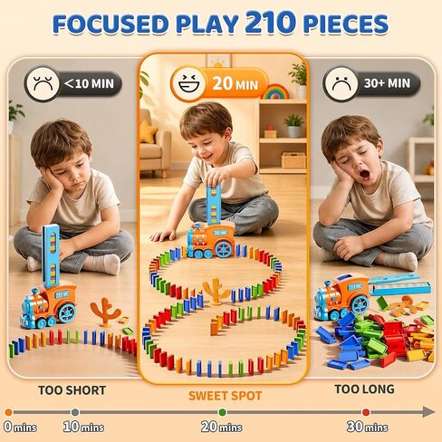 210Pcs Domino Train Toy for Kids 4-8, Automatic Montessori Dominos STEM Set in Saudi Arabia