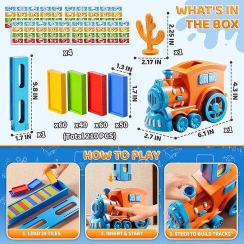 210Pcs Domino Train Toy for Kids 4-8, Automatic Montessori Dominos STEM Set in Saudi Arabia