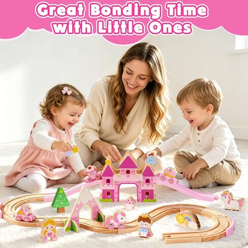 ATOYUS Wooden Train Set, Montessori Unicorn Toys for 3+ Year Old Girls Kids in Kuwait