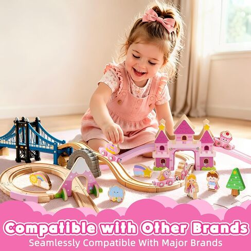 ATOYUS Wooden Train Set, Montessori Unicorn Toys for 3+ Year Old Girls Kids in Kuwait