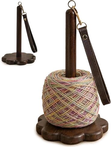 Portable Wooden Yarn Holder for Crocheting, Handheld Yarn Spinner with Wrist Strap in Kuwait