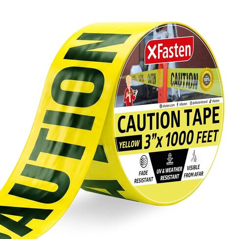 XFasten Caution Tape Roll, Non Adhesive, 3-Inch x 1000-Foot Yellow Black Barricade Safety Tape- High Visibility for Workplace Safety in Kuwait