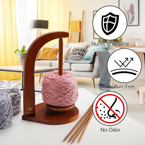 Yarn Holder for Crocheting and Knitting with Upgraded Stronger Magnet, Wooden Yarn Spinner, Magnetic Yarn Ball Holder, Yarn Spindle Dispenser in Kuwait