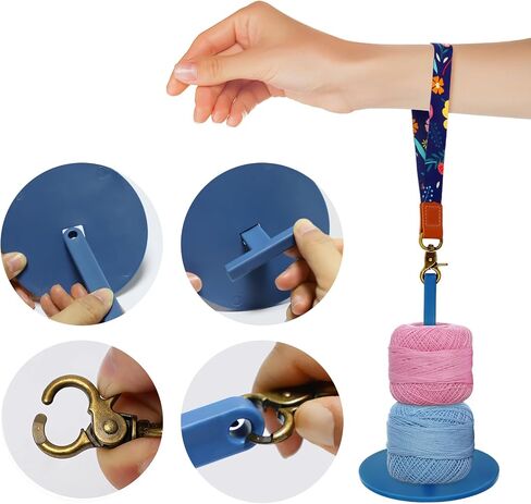 Dasonwin Wrist Yarn Holder for Crocheting, Portable Travel Spindle, Blue in Kuwait