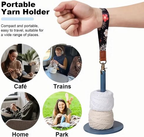Dasonwin Wrist Yarn Holder for Crocheting, Portable Travel Spindle, Blue in Kuwait