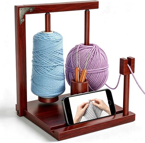 Wooden Yarn Holder for Crocheting, Double Magnetic Spindles Yarn Spinner in Kuwait