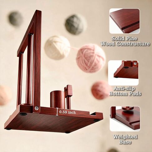 Wooden Yarn Holder for Crocheting, Double Magnetic Spindles Yarn Spinner in Kuwait