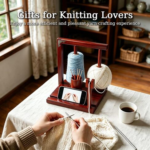 Wooden Yarn Holder for Crocheting, Double Magnetic Spindles Yarn Spinner in Kuwait