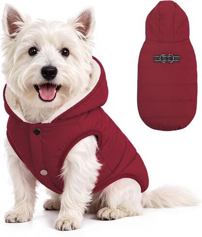 ASENKU Waterproof Dog Winter Coat with Built-in Harness, Warm Fleece Lined Hooded Jacket, Windproof Vest for Small & Medium Dogs, NavyBlue(S) in Kuwait
