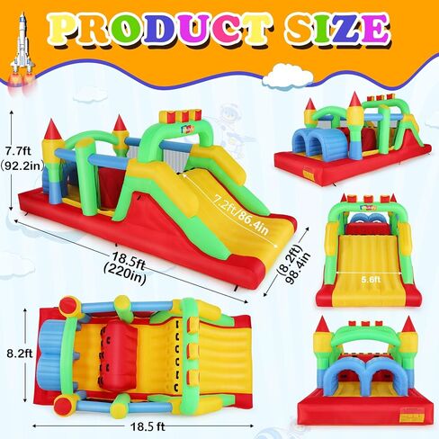 Whubefy 18.5x8.2FT Large Bounce House Obstacle Course for Big Kids 8-12/3-6 in Kuwait