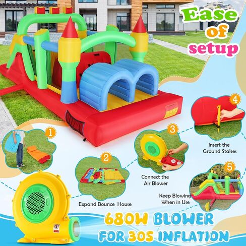Whubefy 18.5x8.2FT Large Bounce House Obstacle Course for Big Kids 8-12/3-6 in Kuwait