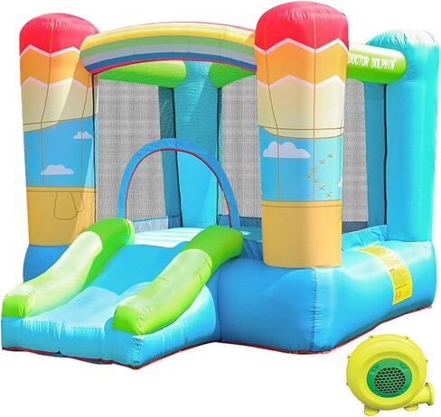 Doctor Dolphin Inflatable Bounce House for Kids, Bouncy House with Blower Indoor Outdoor, Inflatable Bouncer for Kids Party (Hot-air Balloon Theme) in Kuwait