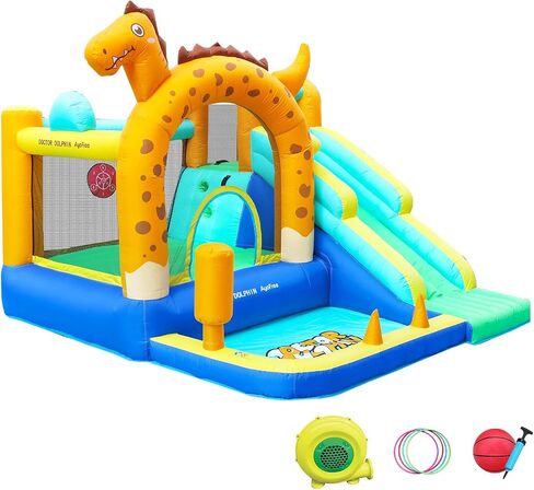 Doctor Dolphin Inflatable Bounce House for Kids, Bouncy House with Blower Indoor Outdoor, Inflatable Bouncer for Kids Party (Hot-air Balloon Theme) in Kuwait