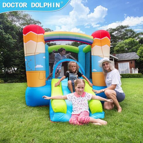 Doctor Dolphin Inflatable Bounce House for Kids, Bouncy House with Blower Indoor Outdoor, Inflatable Bouncer for Kids Party (Hot-air Balloon Theme) in Kuwait