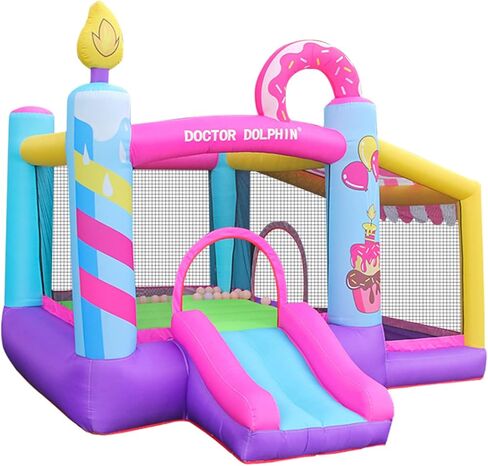 Doctor Dolphin Inflatable Bounce House for Kids, Bouncy House with Blower Indoor Outdoor, Inflatable Bouncer for Kids Party (Hot-air Balloon Theme) in Kuwait