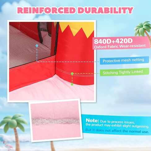 Qaba Inflatable Bounce House for Kids 4-in-1 Jumping Bouncy Castle Pink in Kuwait