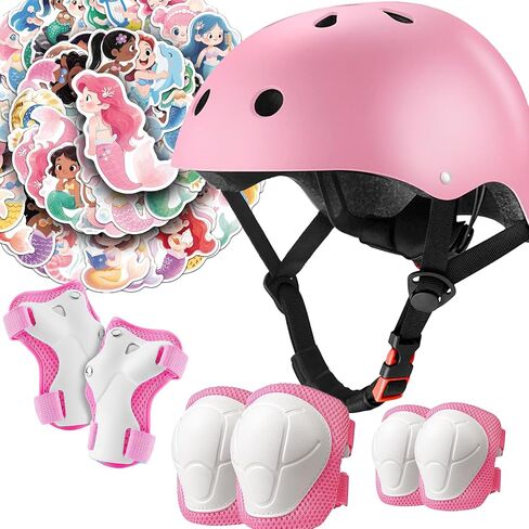 Kids Bike Helmet Set CPSC Certified Pink Ages 2-8 with Stickers in Kuwait