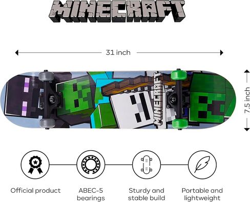 Minecraft - Complete Cruiser Skateboard with Maple Deck and Smooth Bearings in Kuwait