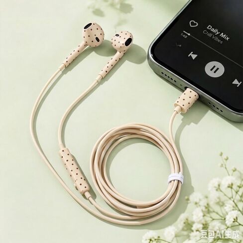 1Pcs Polka Dot Print Pattern Type-C Semi‑in‑Ear Wired Earphones(Purple) in Saudi Arabia