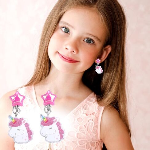 6 Pairs Clip on Drop Dangle Earrings Set for Girls Toddler Kids Child in Kuwait