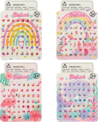 ShyLove 112 Pairs Stick On Earrings - Girls 3D Unicorn Sticker Earrings Gem Stickers Birthday Christmas Gift,Girl Toys Party Favors in Kuwait
