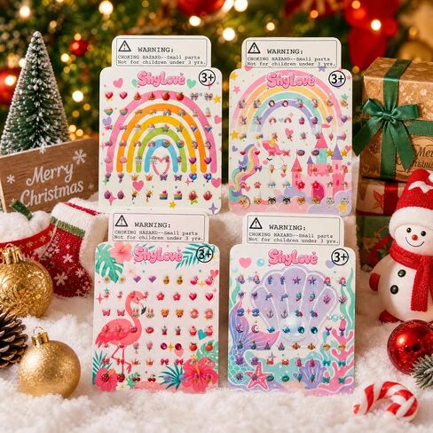 ShyLove 112 Pairs Stick On Earrings - Girls 3D Unicorn Sticker Earrings Gem Stickers Birthday Christmas Gift,Girl Toys Party Favors in Kuwait