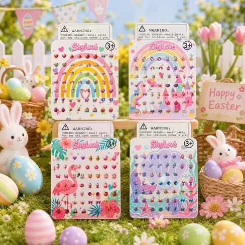 ShyLove 112 Pairs Stick On Earrings - Girls 3D Unicorn Sticker Earrings Gem Stickers Birthday Christmas Gift,Girl Toys Party Favors in Kuwait