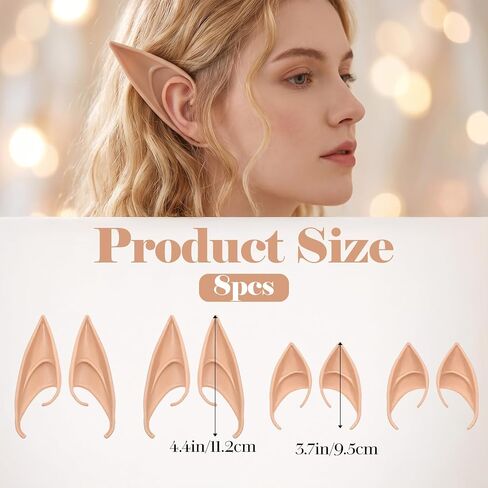 4Pairs Fairy Pixie Elf Ears Halloween Christmas Cosplay Costume Accessories in Kuwait