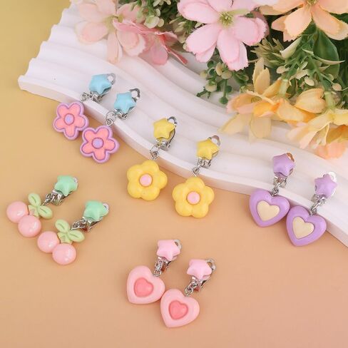 Mikovivi 5 Pairs Kids Clip On Earrings for Girls Accessories(5 Styles) in Kuwait