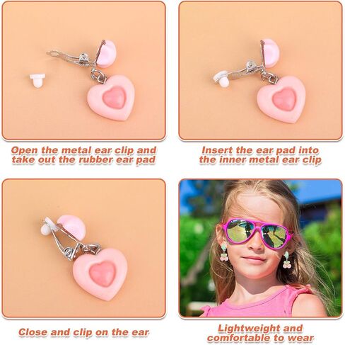 Mikovivi 5 Pairs Kids Clip On Earrings for Girls Accessories(5 Styles) in Kuwait