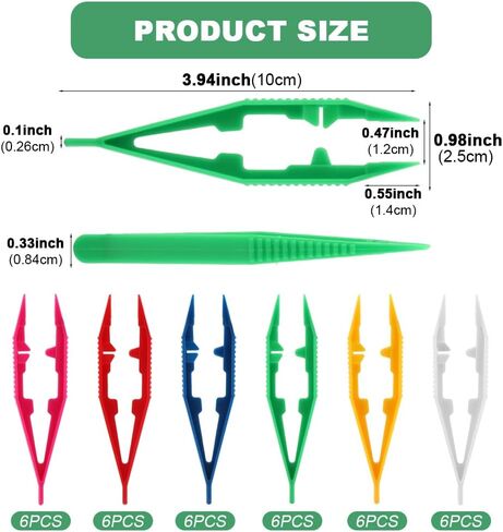 LZQMRVAK 36 Pack Plastic Craft Tweezers, Colorful Bead Tweezers for DIY Bead Jewelry Making and Crafts, Fuse Beads Pickup Tool, Assorted Colors, 6 Colors with 6 Each in Kuwait