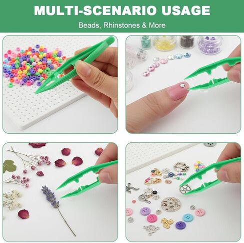 LZQMRVAK 36 Pack Plastic Craft Tweezers, Colorful Bead Tweezers for DIY Bead Jewelry Making and Crafts, Fuse Beads Pickup Tool, Assorted Colors, 6 Colors with 6 Each in Kuwait