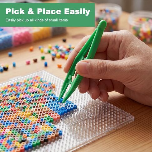 LZQMRVAK 36 Pack Plastic Craft Tweezers, Colorful Bead Tweezers for DIY Bead Jewelry Making and Crafts, Fuse Beads Pickup Tool, Assorted Colors, 6 Colors with 6 Each in Kuwait