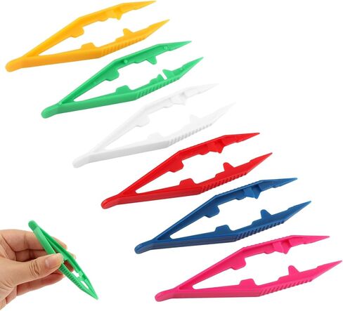 LZQMRVAK 36 Pack Plastic Craft Tweezers, Colorful Bead Tweezers for DIY Bead Jewelry Making and Crafts, Fuse Beads Pickup Tool, Assorted Colors, 6 Colors with 6 Each in Kuwait