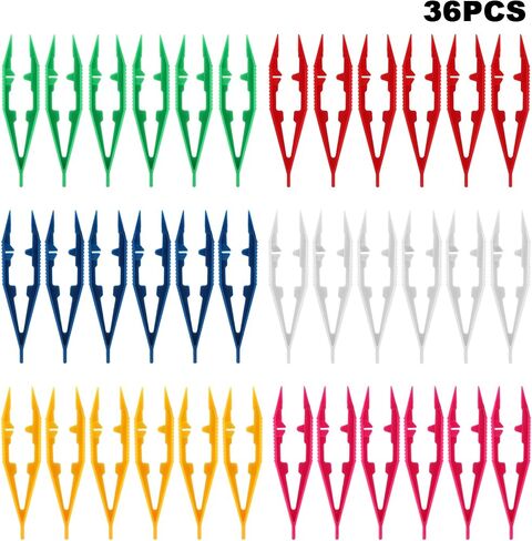 LZQMRVAK 36 Pack Plastic Craft Tweezers, Colorful Bead Tweezers for DIY Bead Jewelry Making and Crafts, Fuse Beads Pickup Tool, Assorted Colors, 6 Colors with 6 Each in Kuwait