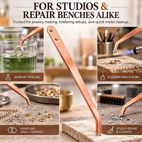 Copper Tongs, 8.5 Inch Curved Tip for Jewelry Making, Soldering & Pickling in Kuwait