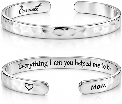 Carviell Bracelets for Women – 100+ Meaningful Engraved Messages – Solid 316L Surgical Stainless Steel Cuff Bracelet – Gift Ready in Saudi Arabia