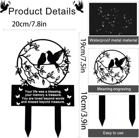 Grave Decorations for Cemetery Birds Ornament Metal Signs in Kuwait
