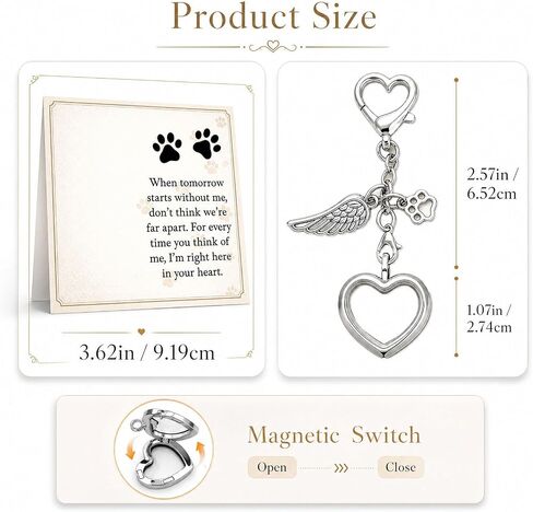 Pet Fur Keepsake Sympathy Gift, Dog Cat Memorial Locket Keychain with Card & Gift Box, Pet Remembrance Bereavement Gift for Loss of Dog Cat, Comfort Gift for Pet Owners in Kuwait