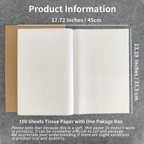 100 Sheets Bamboo Pulp Rice Paper, Wet-Strength Tissue Paper (White) in Kuwait