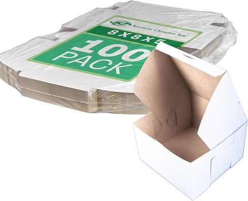 SCT White One-Piece Non-Window Bakery Boxes, 8 x 8 x 5, White, Paper, 100/Carton in Kuwait