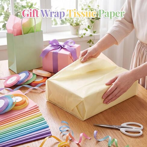 Simetufy 200 Sheets 14"x20" Tissue Paper for Gift Bags, 20 Pastel Colors in Kuwait