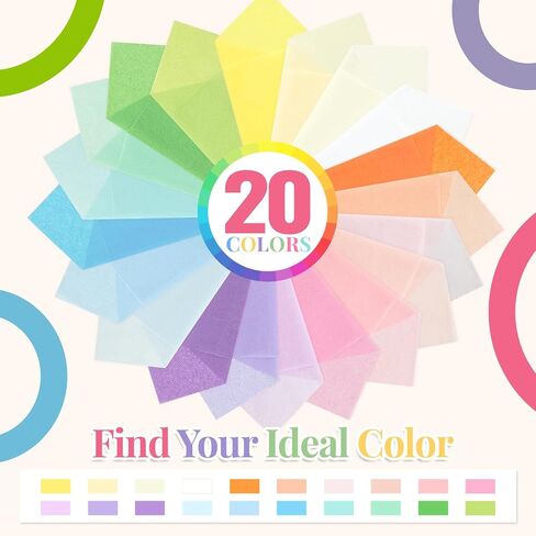 Simetufy 200 Sheets 14"x20" Tissue Paper for Gift Bags, 20 Pastel Colors in Kuwait
