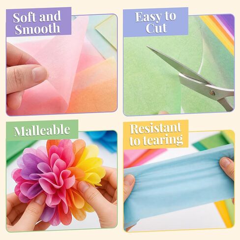 Simetufy 200 Sheets 14"x20" Tissue Paper for Gift Bags, 20 Pastel Colors in Kuwait