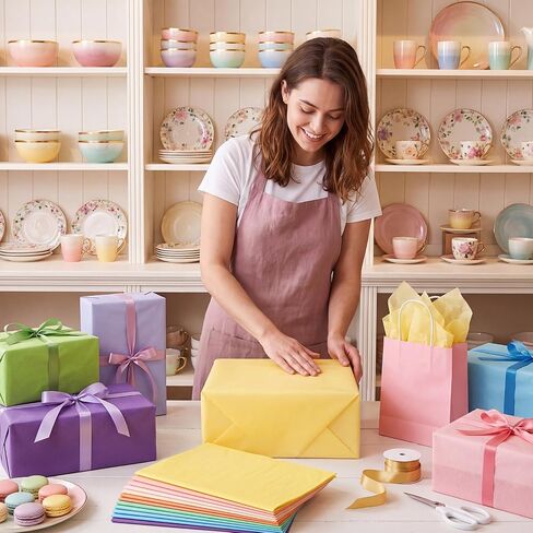 Simetufy 200 Sheets 14"x20" Tissue Paper for Gift Bags, 20 Pastel Colors in Kuwait