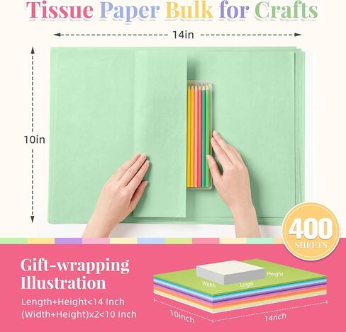 Simetufy 400 Sheets 14"x10" Tissue Paper for Gift Bags, 20 Pastel Colors in Kuwait