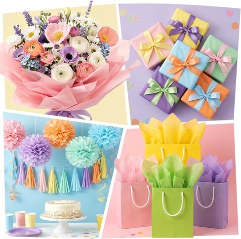 Simetufy 400 Sheets 14"x10" Tissue Paper for Gift Bags, 20 Pastel Colors in Kuwait
